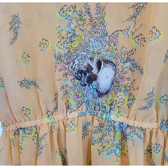 Fire Los Angeles Skull Floral Dress Fiary Goth Indie Alt Twee Indie‎ Size S - Picture 4 of 11